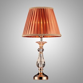 Iron Desk Lamp with Crystal Pillar Cloth Shade Classic Lighting