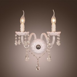 Crystal Wall Light with 2 Lights in Candle Bulb
