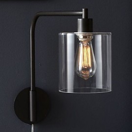 60W Modern Wall Light with Glass Drum Shade