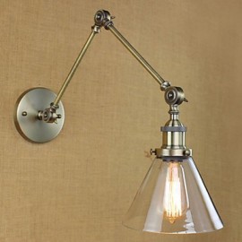 Iron Plating Bronze Bar Aisle Dining Room Hotel Vintage Iron Arm Glass Wall Lamp Lighting