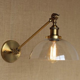 The Iron Glass Bronze Brass Arm Style Retro Creative American Country Hall Bedroom Wall Lamp