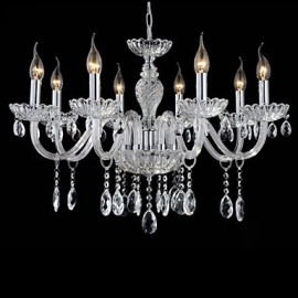 8-Light The style of palace Glass Chandelier With Candle Bulb