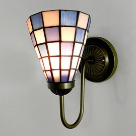 15CM Contemporary And Contracted Stained Glass Lamp Wall Lamp Inn Blue And White Squares Led Lights