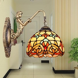 E27 220V 22*28CM 3-5㎡ European Contracted Rural Creative Wrought Iron Wall Lamp Glass Led Lights