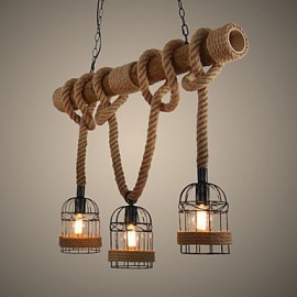 American Country Retro Bamboo Three Head Rope Chandelier