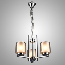 Iron Electroplated Chandelier with Glass Shade Classic Candle Lighting Lamp 3 Heads