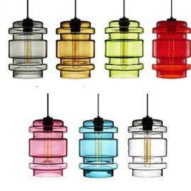 E27 17*24CM Line 1M Candy Color Single Head Art Glass Chandelier Led Glass Shade (White, Grey, Yellow, Green, Red, Pink, Blue)