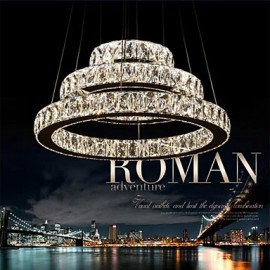 LED Pendant Light Modern Lighting Warm White Three Rings D204060 Transparent K9 Large Crystal Hotel Ceiling Lights