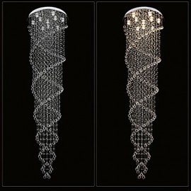 LED Ceiling Chandelier Light Pendant Lights Lamp Lighting Fixtures with K9 Crystal Double Spiral D70CM H250CM CE FCC UL