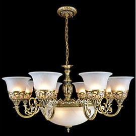 Bronze Chandeliers Eleven-Lights Moire-Glass European Retro Classic 220V