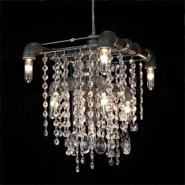 North American-Style Characteristic Crystal 9 Light Chandelier In Pipe Design