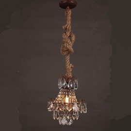 Retro Restaurant lounge Bar Hemp Industrial Wind Imitation Crystal Chandelier B