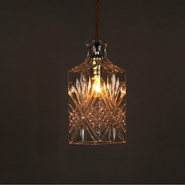 E27 220V 25*9.5CM 10-15㎡Romantic Bottle Creative Carved Art Glass Chandelier Light Led Pendant Light