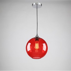 Modern Glass Pendant Light in Round Red Bubble Design