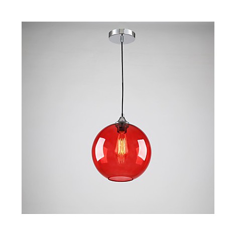 Modern Glass Pendant Light In Round Red, Red Glass Pendant Lamp