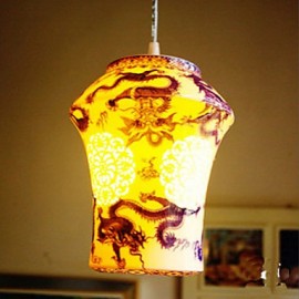 Retro Ceramic lamp lamp Entrance Stairs Blue Single Head Chandelier Creative H