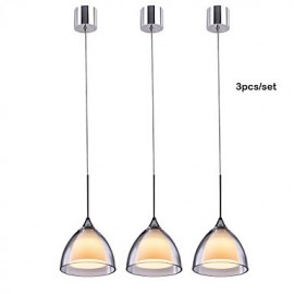 GE-09012-1 1-Light Two layer LED Pendant Island Light,Clear Glass, Polished Chrome(3 Pack