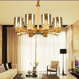 Fashion Personality Pendant lamp Coffee Bar Table Wooden Glass Cover 8