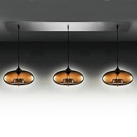 3 - Light Modern Glass Pendant Lights in Brown Bubble Design