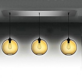3 - Light Modern Glass Pendant Lights in Transparent Brown Bubble Design
