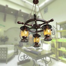 Retro Painting Wood/Bamboo Chandeliers