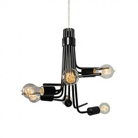 North American-Style Modern Characteristic 6 Light Pendant In Black