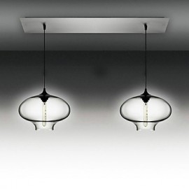 2 - Light Modern Glass Pendant Lights in Black Bubble Design