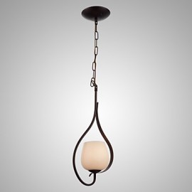 Iron Painting Pendant Light with Glass Shade Classic Lighting Lamp 1 Head