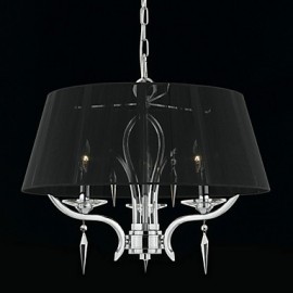 Elegant Crystal Chandelier with 3 Lights in Black Shade