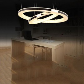 Acrylic LED Pendant Light Round Chandelier Lighting for Living Room Dining Room with 2 Rings Lamps Fixtures