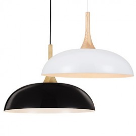 Mini Artistic Pendant Lamp/1 Light/Modern Simplicity/Black/White/Finish Aluminum & Wooden Droplight