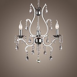 Crystal Chandelier with 3 Lights in Metal