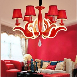 Creative Garden Living Room Lights Red Acrylic Chandelier