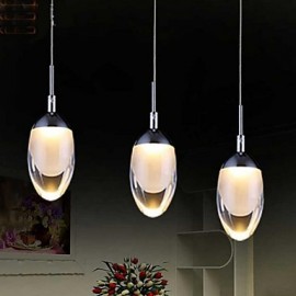 3W Modern/Contemporary LED Chrome Metal Pendant Lights Living Room / Bedroom / Dining Room / Kitchen / Study Room/Office / Kids Room