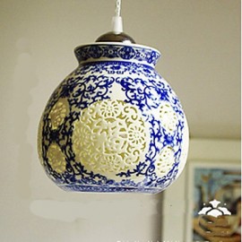 Retro Ceramic lamp lamp Entrance Stairs Blue Single Head Chandelier Creative A