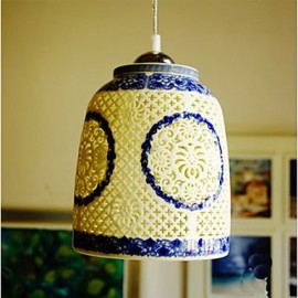 Retro Ceramic lamp lamp Entrance Stairs Blue Single Head Chandelier Creative V