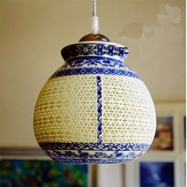 Retro Ceramic lamp lamp Entrance Stairs Blue Single Head Chandelier Creative G