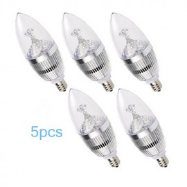 3W E14 LED Candle Lights C35 3 SMD 250-300 lm Cool White AC 220-240 V 5 pcs