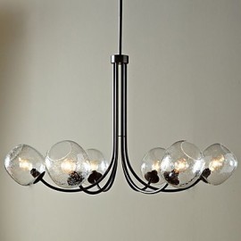 60W Traditional Chandelier with 6 Lights and Glass-Bubble Shade