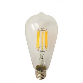 8W E26/E27 LED Filament Bulbs ST64 8 COB 780 lm Warm White Dimmable AC 220-240 V 1 pcs