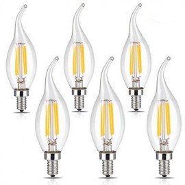 4W E14 LED Filament Bulbs CA35 4 COB 400 lm Warm White Cool White AC 220-240 V 6 pcs