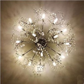 Stainless Steel Etched Deciduous Crystal LED Ceiling Llight