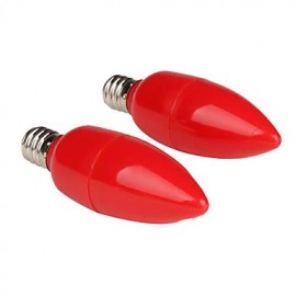 0.5W E12 LED Candle Lights C35 1 High Power LED 15 lm Red AC 100-240 V 2 pcs