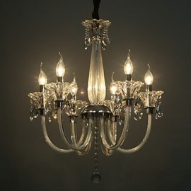 American-Style Lodge 6 Light Chandelier With Glass Shade