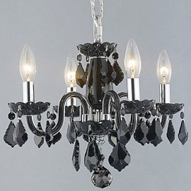 Candle Featured Crystal Chandeliers with 4 Lights in Black