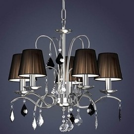 Cloth Lamp Shade Crystal Chandelier 5 Lights