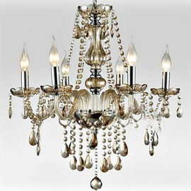 6-light The style of palace Glass Chandelier With Candle Bulb
