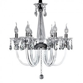 Elegant Crystal Chandelier with 6 Lights in Candle Bulb