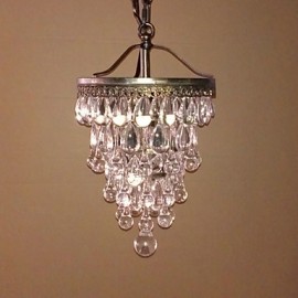 60W Crystal Beaded Modern Pendant with 1 Light and Antique Colour Fixture