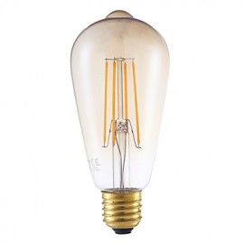 4W E27 LED Filament Bulbs ST64LF 4 COB 350 lm Amber Dimmable / Decorative AC 220-240 V 1 pcs